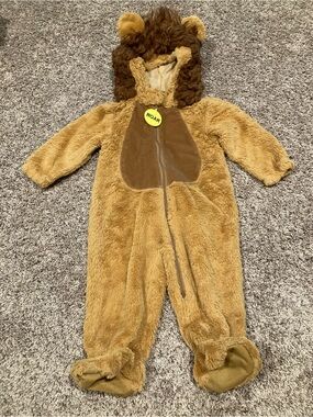 Kids Plush Lion Costume - Brown Hooded Onesie
